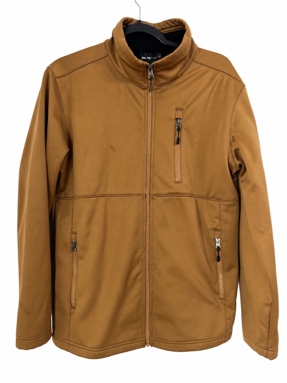 Swiss Tech Womens Brown Softshell Jacket Fleece Lined Full Zip Outdoor S (34-36)